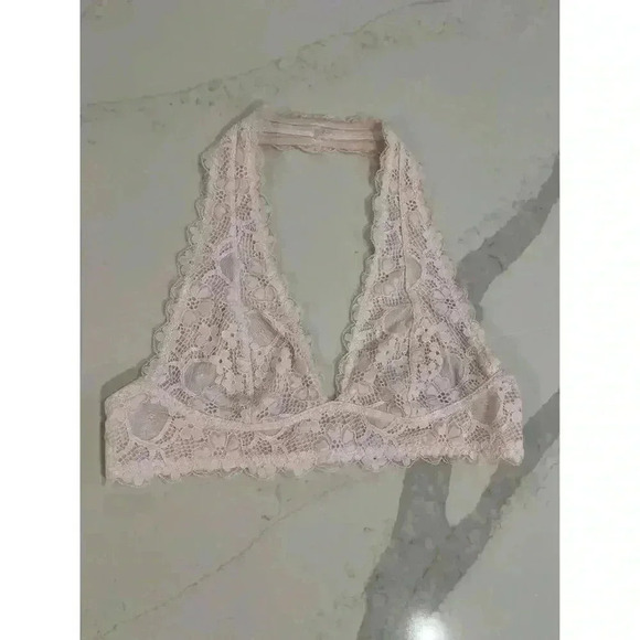 Intimately Free People Halter Style Light Pink Lace Bralette Women’s Size Medium - Picture 1 of 5